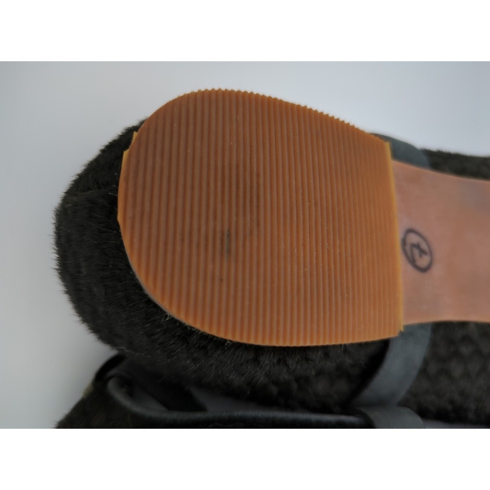 Anthropologie Matt Bernson Calf Hair Flats Womens 7.5 Black Textured Geometric - Picture 15 of 16